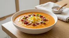 Salmorejo de papaya con jamón y huevo: crema fría cremosa y lista en minutos
