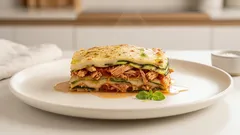 Lasaña de zapallo italiano y pollo desmechado: sin pasta, cremosa y bien firme